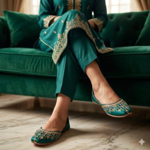 Emerald Luxe Embroidered Khussa