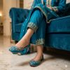 Royal Teal Blue Embroidered Khussa Royal Teal Blue Embroidered Khussa