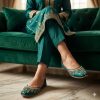 Elegant Sea Green Glitter Khussa Elegant Sea Green Glitter Khussa