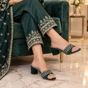 Open-Toe Block Heel Mules – Premium Festive & Formal Women Footwear