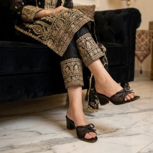 Open-Toe Block Heel Mules – Premium Festive & Formal Women Footwear